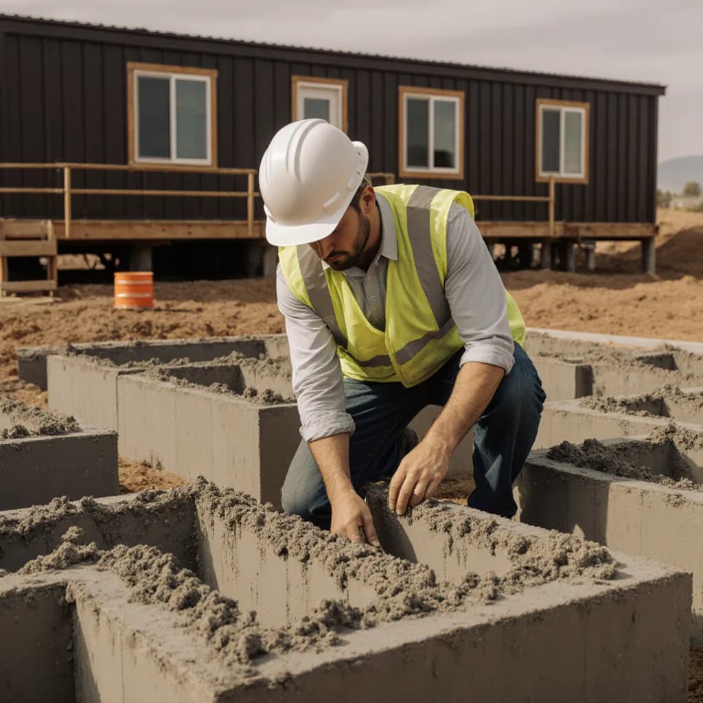 Cimentación y trabajo de sitio antes de la instalación de una casa modular