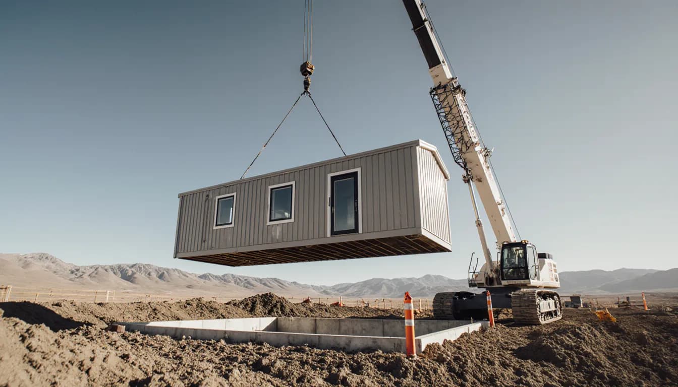 Entrega de fábrica e instalación con grúa de un módulo de casa modular